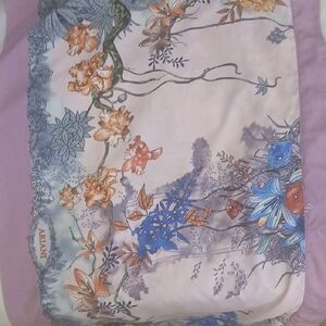 Floral Scarf Shawl- Purple and Blue 70in X 23in By Ariani